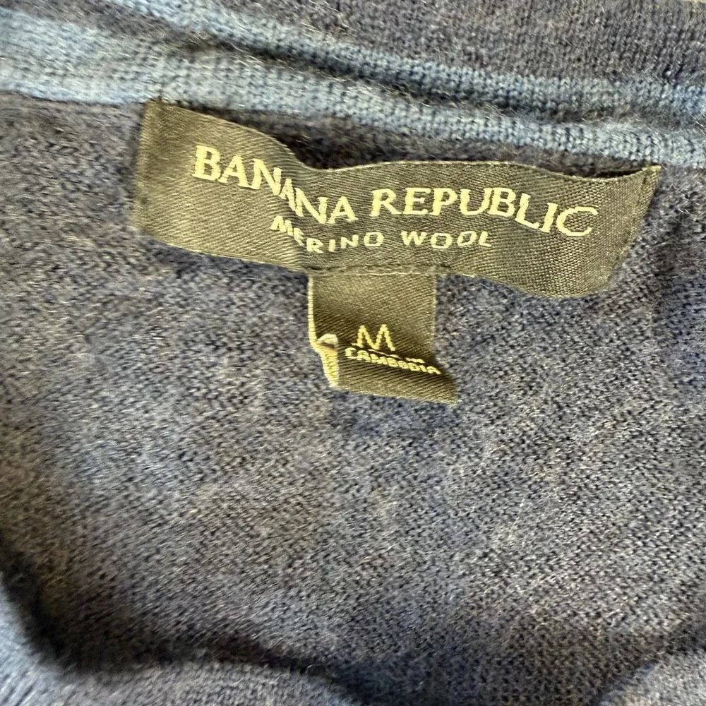 Banana Republic Merino Wool Sweater Navy Blue Crew Neck Men's Size M